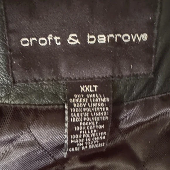 Croft & Barrow Men's XXLT Black Leather Bomber Jacket - Picture 9 of 9